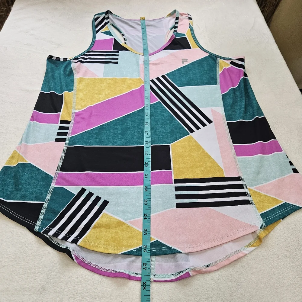 Fila Sport Women Colorful Geometric Workout Exercise Top - Picture 4 of 7